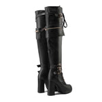 Women's Fashion Buckle Lace-Up Over-The-Knee Boots 72627014S