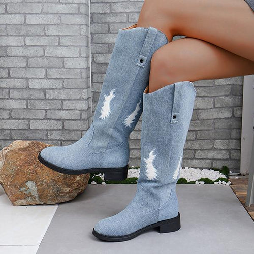 Women's Fashionable Embroidered High Cowboy Boots 65857786S