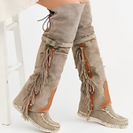 Women's Over The Knee Tassel Rivet Flat Boots 31939067C