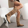 Women's Low Heel Suede Slouch Fashion Boots 90329834C