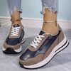 Women's Round Toe Lace-Up Color Block Sneakers 39646912C