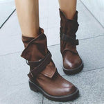 Women's Round-Toe Ankle Boots with Ankle Strap and Low Block Heel 51360831C