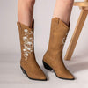 Women's Embroidered Cowboy-Style Riding Boots 03872038C