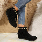 Women's Flat Fringe Studded Ankle Boots 77857904C