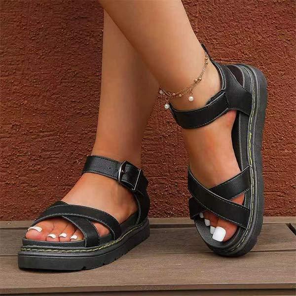 Women's Thick-Sole Roman Buckle Sandals 73995915C