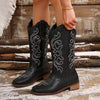 Women's Vintage Embroidered Western Chunky Heel Cowboy Boots 55418390C