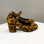 Women's Retro Leopard Buckle Pumps 89386006S