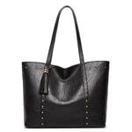 Women's Stylish Rivet Tassel Large Capacity Shoulder Bag 35600881S
