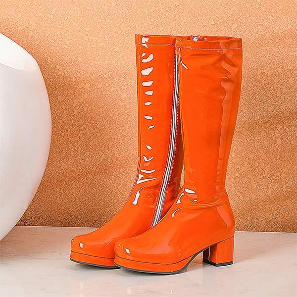 Women's Patent Leather High Boots with Side Zipper – Pole Dance Boots 89435390C