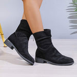 Women's Chunky Heel Suede Ankle Boots with Back Zipper 56530048C