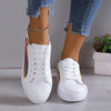 Women's Flat Bottom Color-Blocked Casual Lace-up Sneakers 27106965C