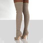 Women's Stretch Knit Stiletto Over-the-Knee High Heel Boots 65062764C