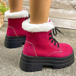 Women's Faux Fur-Lined Short Boots with Platform Soles 69823200C