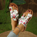 Women's Toe Loop Floral Bow Slide Sandals 06690194C