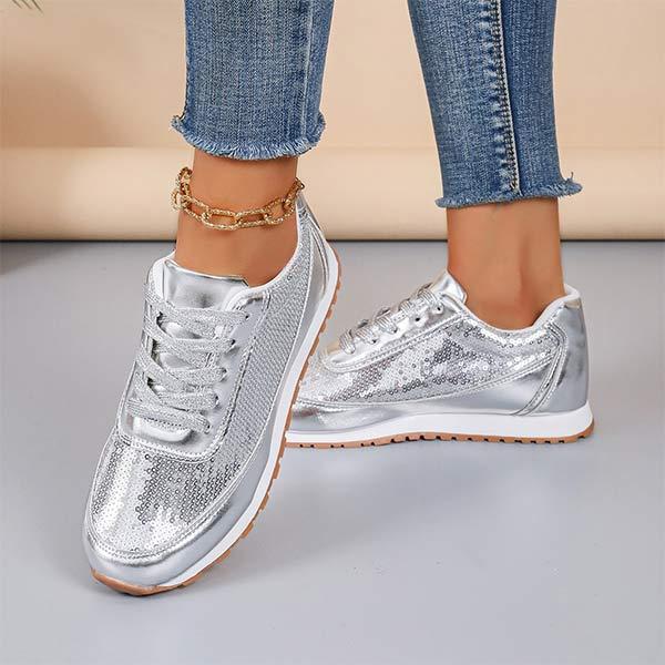 Women's Round Toe Lace-Up Casual Sneakers 18388272C