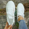 Women's Round Toe Simple Flat White Shoes 18478754C