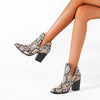 Women's Stylish Snakeskin Pattern Thick Heel Ankle Boots 16046217S
