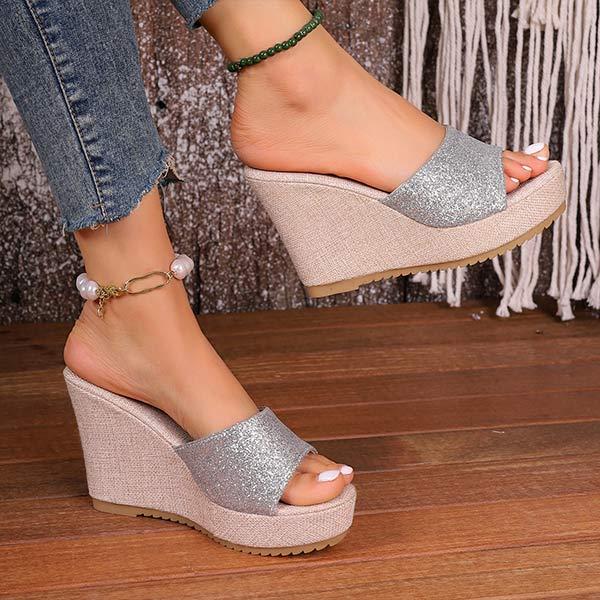 Women's Platform Peep Toe Wedge Sandals with Fish Mouth Design 41010493C