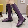 Women's Vintage Low-Heel Riding Boots with Side Zipper 75935792C