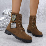 Women's Casual Badge Icon Suede Martin Boots 62422924S