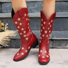 Women's Retro Star Block Heel Western Cowboy Boots 72784414S