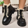 Women's Thick-Soled Front Lace-Up Plus Fleece Martin Boots 00392595C