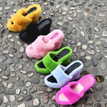 Women's Casual Short Plush Fish Mouth Wedge Slippers 85893694S