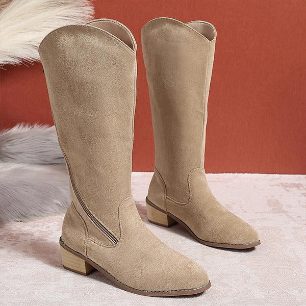 Women's Fashion Suede Side Zipper Boots 35392926S