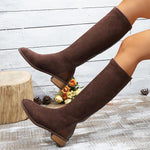 Women's Fashion Patchwork Suede Knee-High Boots 66315118S