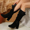 Women's Over-the-Knee Suede High Heel Fashion Boots with Belt Buckle 58823634C