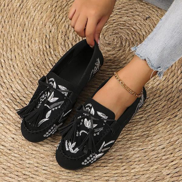 Women's Casual Slip-On Embroidered Tassel Loafers 68725019S