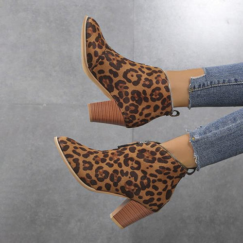 Women's Vintage Suede Leopard Print Booties 88904880S