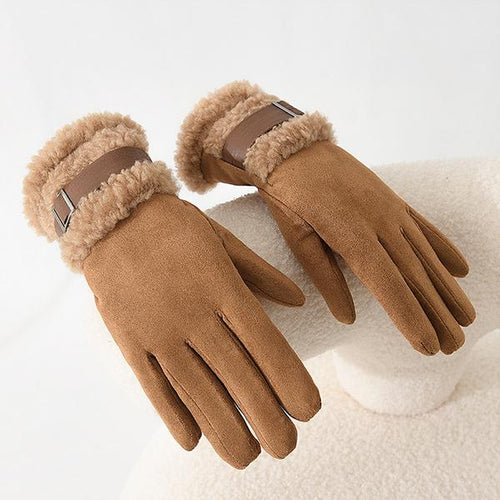 Women's Fashionable Warm Fur Lined Touch Screen Gloves 32347800S