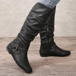 Women's Side Zipper Ruched Slouchy Mid-Calf Boots 11903816C