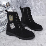 Women's Casual Badge Icon Suede Martin Boots 62422924S