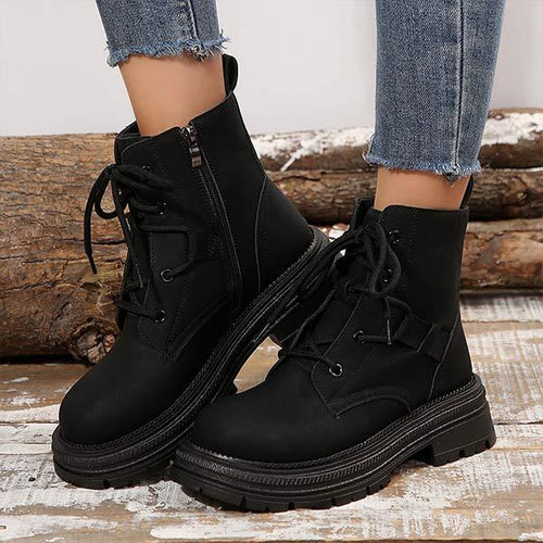 Women's Thick-Soled Lace-Up Combat Boots 57691545C