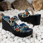 Women's Snake Print Wedge Heel Slide Sandals 81474464C