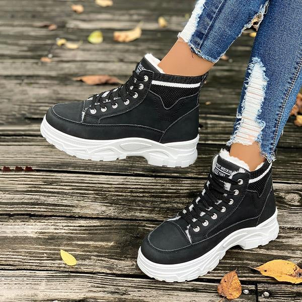 Women's Casual Lace-Up Thick Soled Cotton Shoes 48306759S