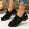 Women's Square Heel Slip-On Shoes with Zipper Decoration 94000847C