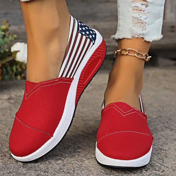 Women's Color Block Slip-On Platform Casual Shoes 29329230C