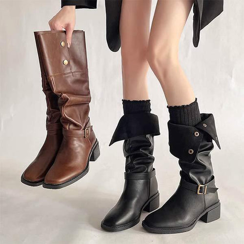 Women's Brown Vintage Over-the-Knee Cowboy Boots 01922049C