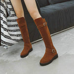 Women's Flat Buckle-Strap Knee-High Boots 35363104C