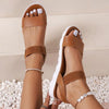 Women's Casual Flat Brown Elastic Sandals 07806805C