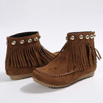 Women's Flat Fringe Studded Ankle Boots 77857904C