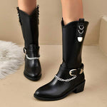 Women's Chain Block Heel Fashion Boots 03659680C