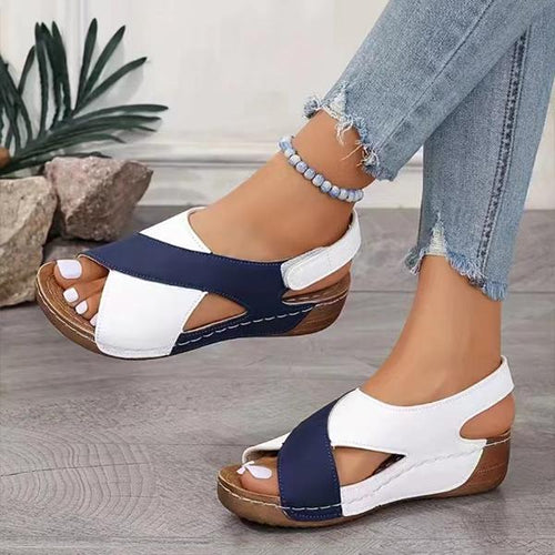 Women's Color Block Casual Beach Wedge Sandals 44918959S