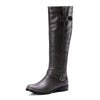 Women's Casual Belt Buckle Decorated Knee High Boots 99298998S