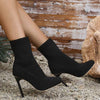 Women's Pointed Toe Stretch High-Heeled Sock Boots 38962200C