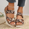Women's Retro Leopard Cross Strap Wedge Sandals 41436833S