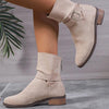 Women's Casual Belt Buckle Pleated Ankle Boots 06267018S